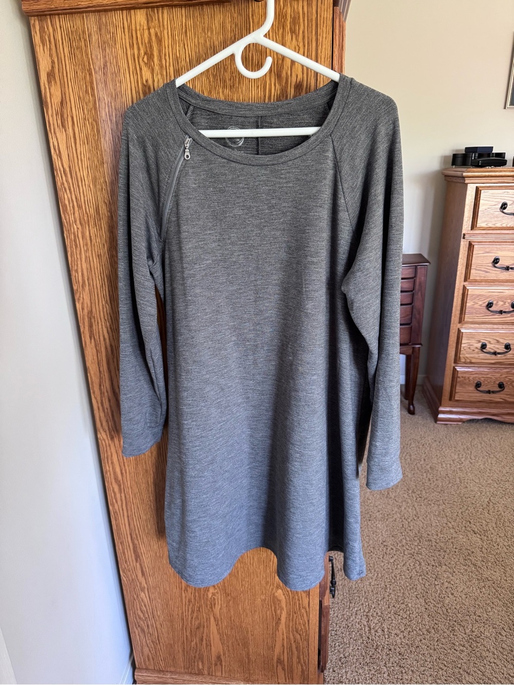 Maurices Gray Long-Sleeve Dress with Zip Detail